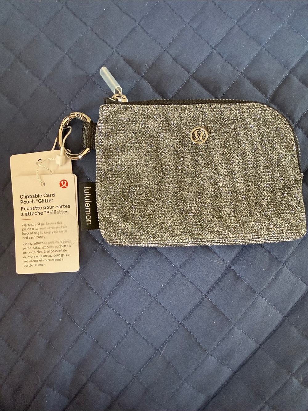 NWT.  Lululemon Clippable Card Pouch Glitter